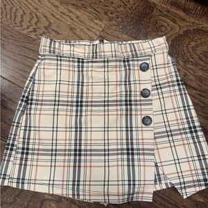 Plaid Button-Front Skort